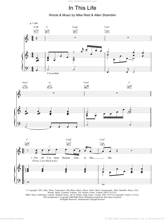 In This Life sheet music for voice, piano or guitar by Ronan Keating, intermediate skill level