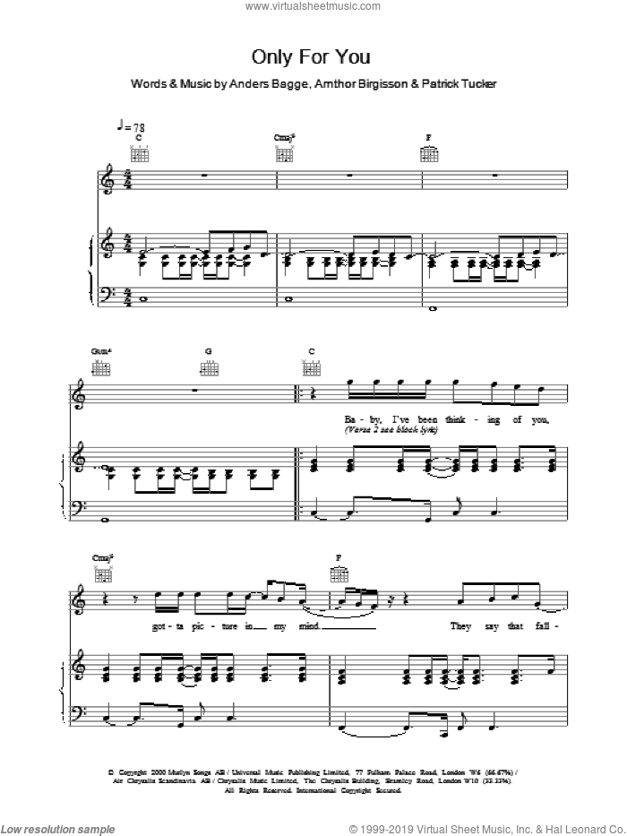 Only For You sheet music for voice, piano or guitar by Ronan Keating, intermediate skill level