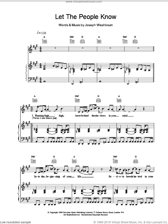 Let The People Know sheet music for voice, piano or guitar by Toploader, intermediate skill level