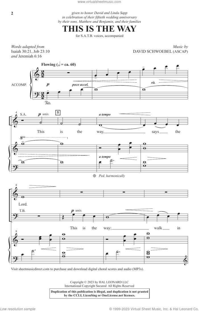This Is The Way sheet music for choir (SATB: soprano, alto, tenor, bass) by David Schwoebel, intermediate skill level
