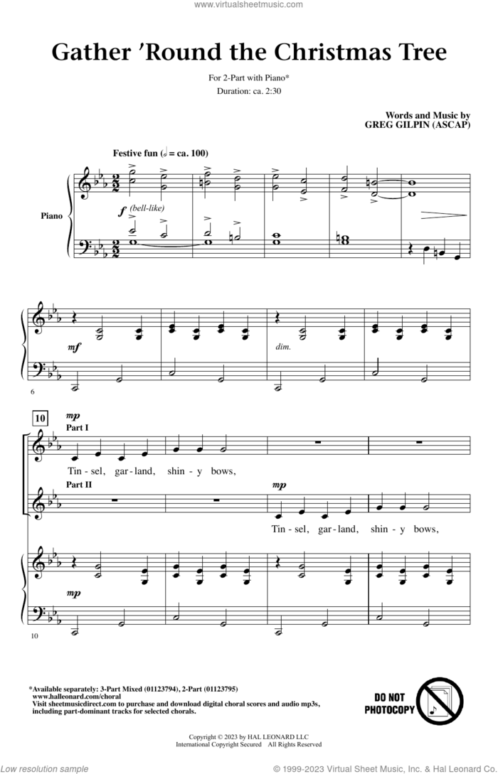 Gather 'Round The Christmas Tree sheet music for choir (2-Part) by Greg Gilpin, intermediate duet