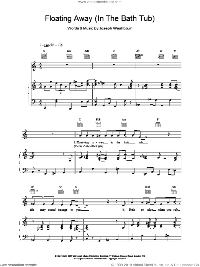 Floating Away sheet music for voice, piano or guitar by Toploader, intermediate skill level