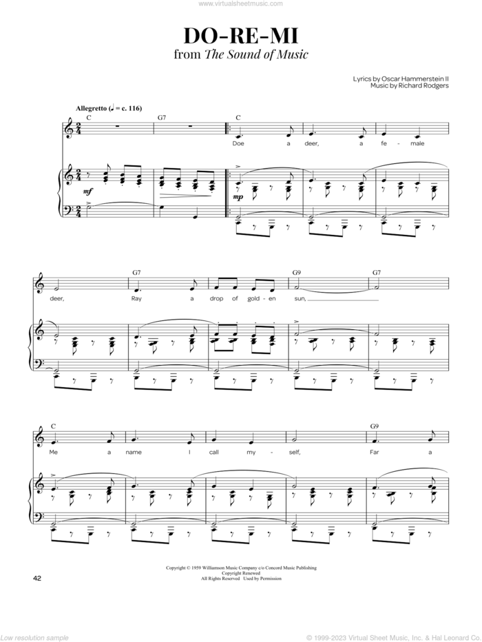 Do-Re-Mi (from The Sound Of Music) sheet music for voice and piano by Rodgers & Hammerstein, Dana Lentini, Oscar II Hammerstein and Richard Rodgers, intermediate skill level
