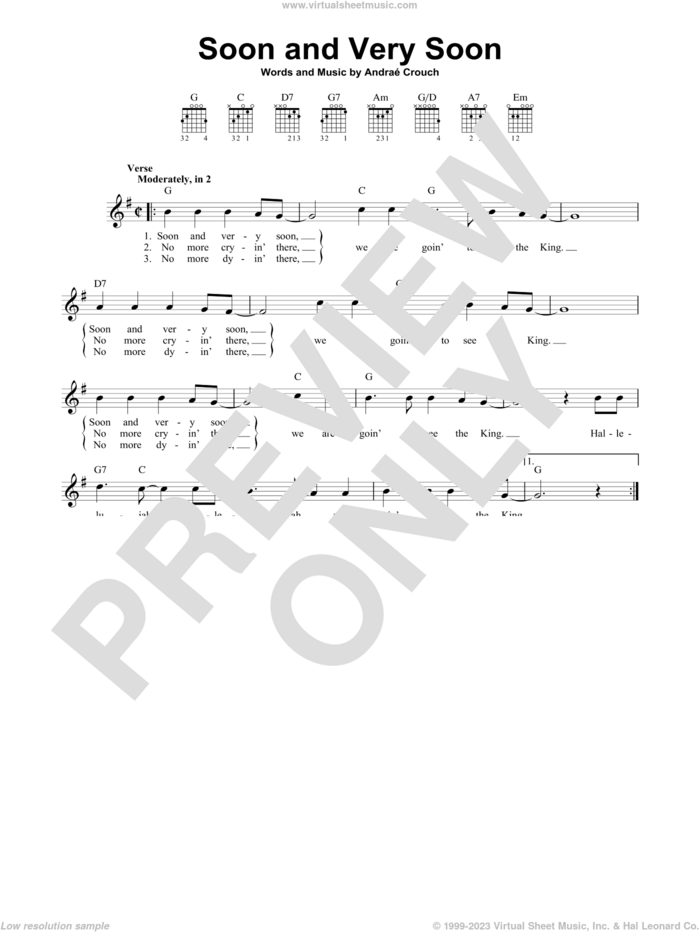 Soon And Very Soon sheet music for guitar solo (chords) by Andrae Crouch, easy guitar (chords)