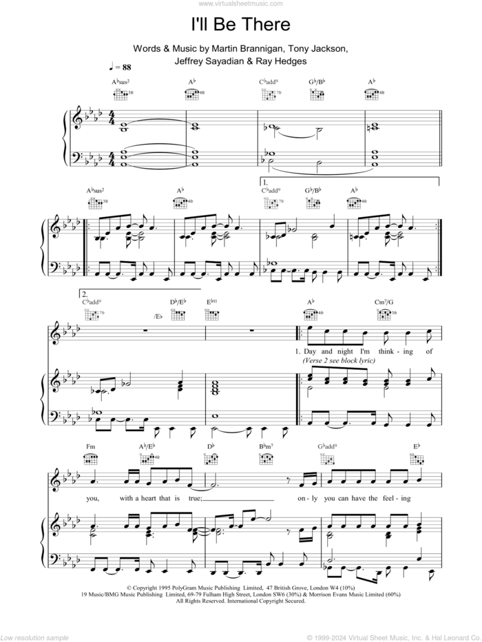 I'll Be There sheet music for voice, piano or guitar by Boyzone, intermediate skill level