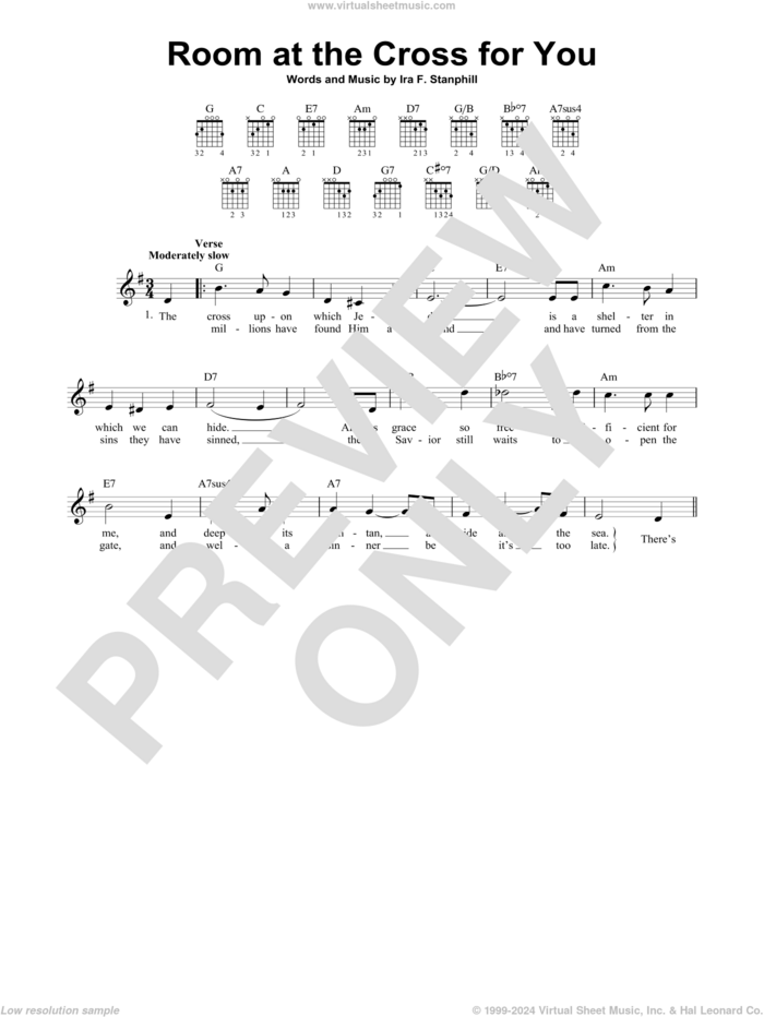 Room At The Cross For You sheet music for guitar solo (chords) by Ira F. Stanphill, easy guitar (chords)