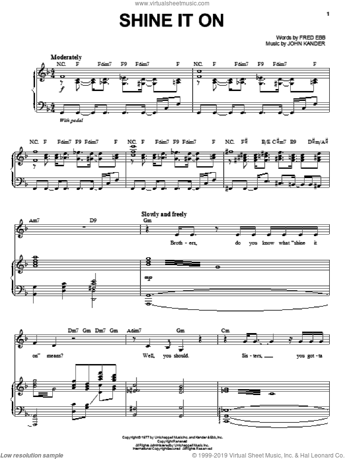 Shine It On sheet music for voice and piano by Liza Minnelli, Kander & Ebb, Fred Ebb and John Kander, intermediate skill level