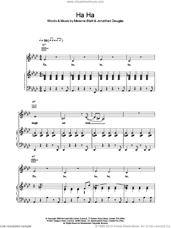 Ha Ha sheet music for voice, piano or guitar by All Saints, intermediate skill level