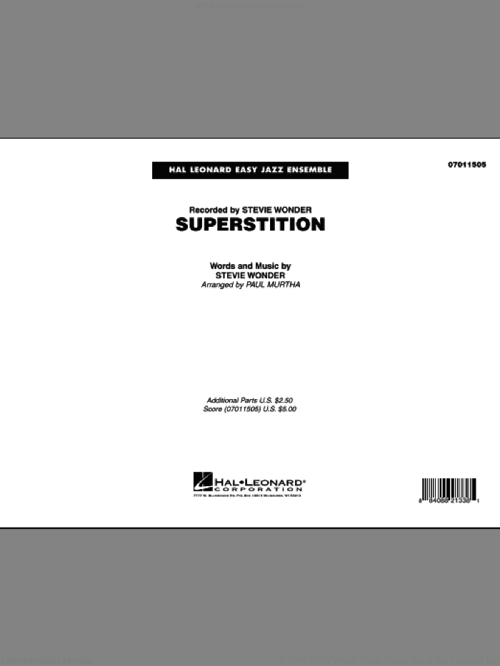 Superstition (COMPLETE) sheet music for jazz band by Stevie Wonder and Paul Murtha, intermediate skill level