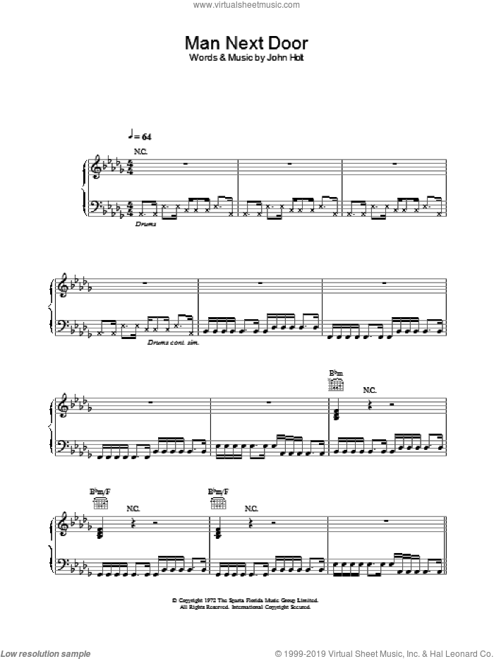 Man Next Door sheet music for voice, piano or guitar by Massive Attack, intermediate skill level