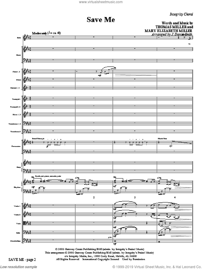 Save Me (COMPLETE) sheet music for orchestra/band (Orchestra) by Thomas Miller, Elizabeth Miller and J. Daniel Smith, intermediate skill level