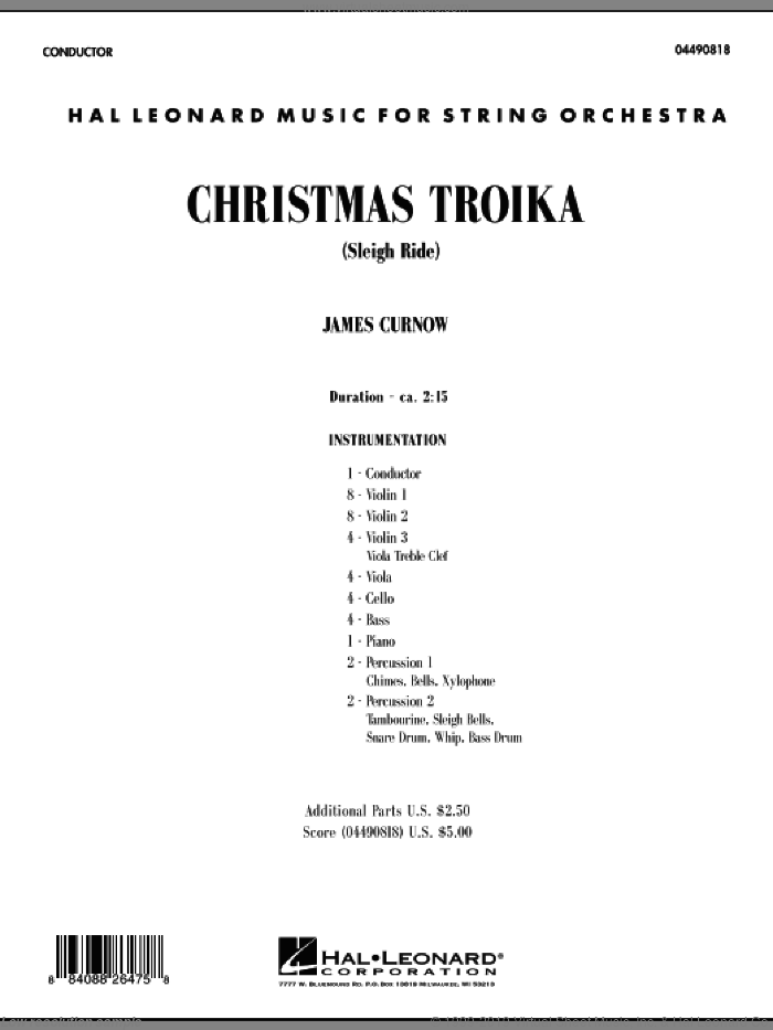 Christmas Troika (COMPLETE) sheet music for orchestra by James Curnow, intermediate skill level