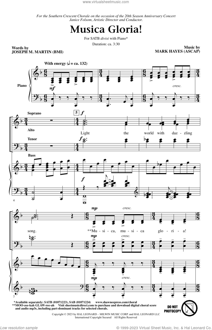 Musica Gloria! sheet music for choir (SATB Divisi) by Mark Hayes and Joseph M. Martin and Mark Hayes and Joseph M. Martin, intermediate skill level