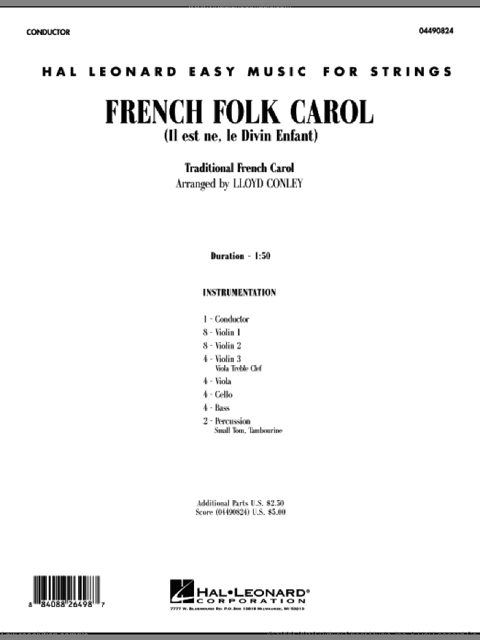 French Folk Carol (COMPLETE) sheet music for orchestra by Lloyd Conley, intermediate skill level