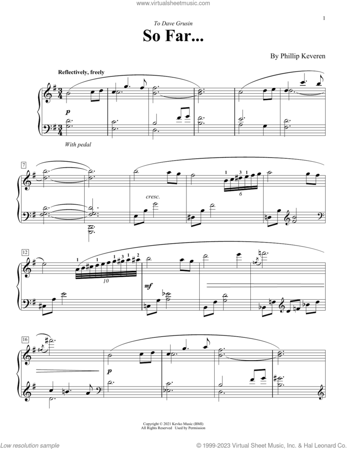 So Far... sheet music for piano solo by Phillip Keveren, intermediate skill level
