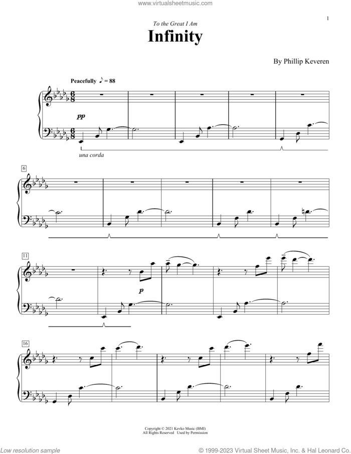 Infinity sheet music for piano solo by Phillip Keveren, intermediate skill level
