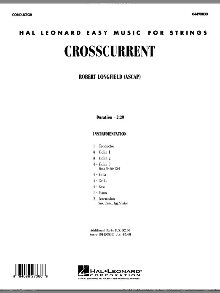 Crosscurrent (COMPLETE) sheet music for orchestra by Robert Longfield, classical score, intermediate skill level