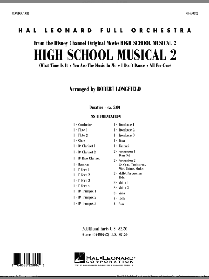High School Musical 2 (COMPLETE) sheet music for full orchestra by Matthew Gerrard, Jamie Houston, Robbie Nevil and Robert Longfield, intermediate skill level