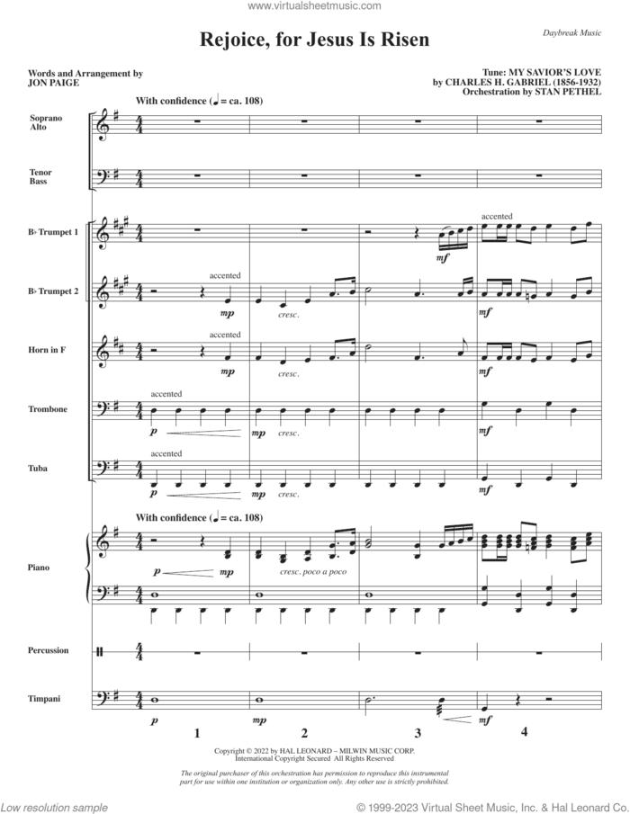 Rejoice, for Jesus Is Risen (COMPLETE) sheet music for orchestra/band by Jon Paige, intermediate skill level
