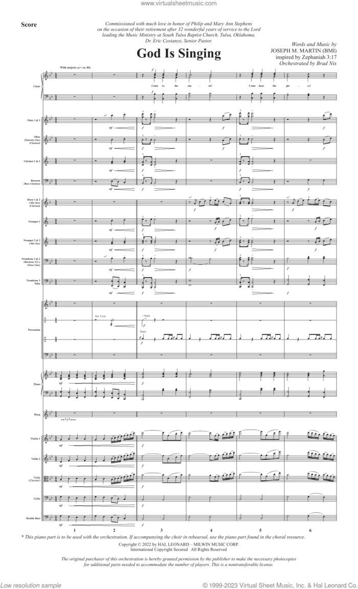 God Is Singing (COMPLETE) sheet music for orchestra/band (Orchestra) by Joseph M. Martin and Zephaniah 3:17, intermediate skill level
