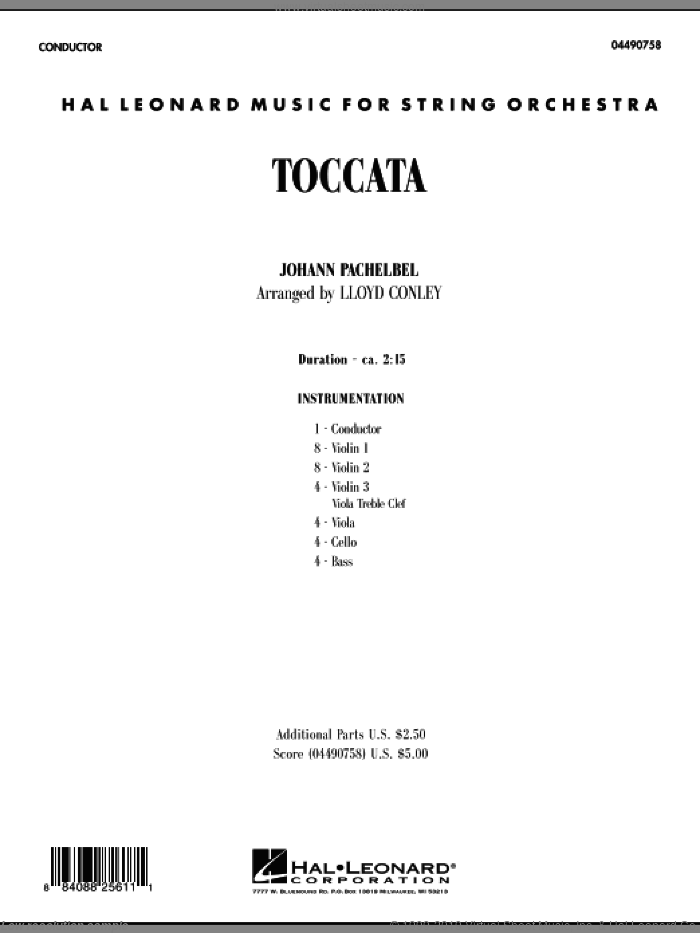 Toccata (COMPLETE) sheet music for orchestra by Johann Pachelbel and Lloyd Conley, classical score, intermediate skill level