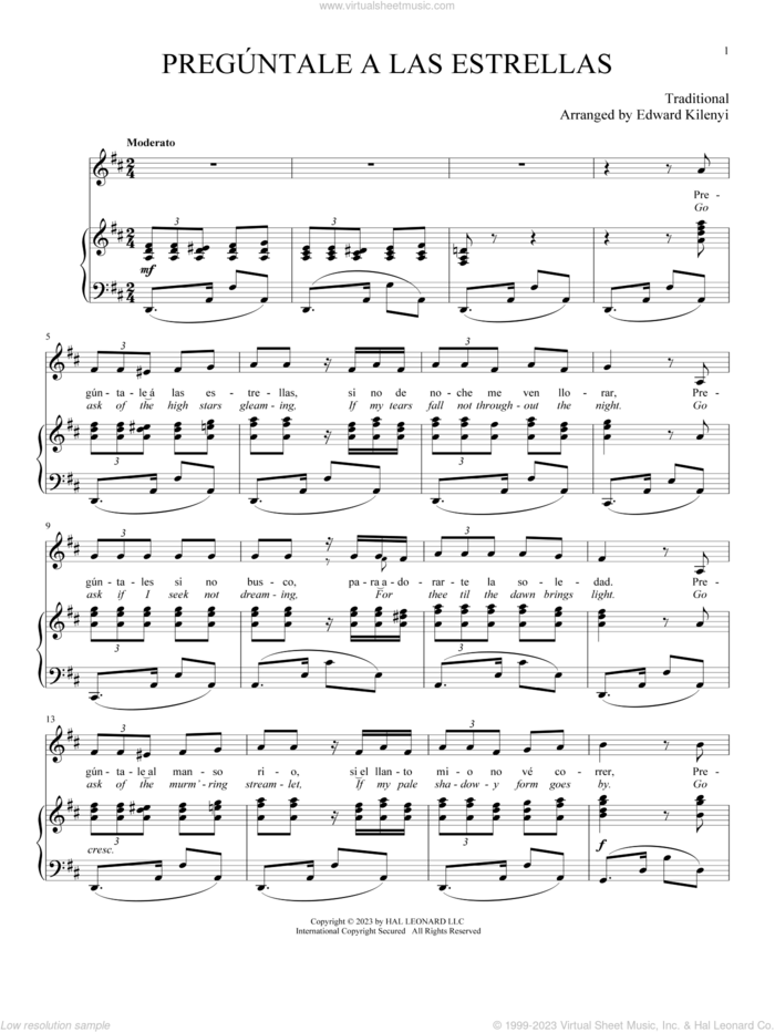 Preguntale a las Estrellas sheet music for voice and piano  and Edward Kilenyi, classical score, intermediate skill level