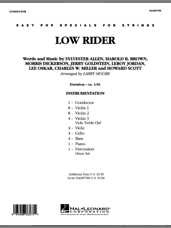 Low Rider (COMPLETE) sheet music for orchestra by Larry Moore, intermediate skill level