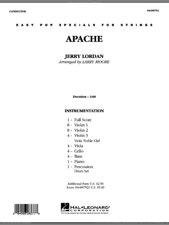 Apache (COMPLETE) sheet music for orchestra by Larry Moore and Jerry Lordan, intermediate skill level