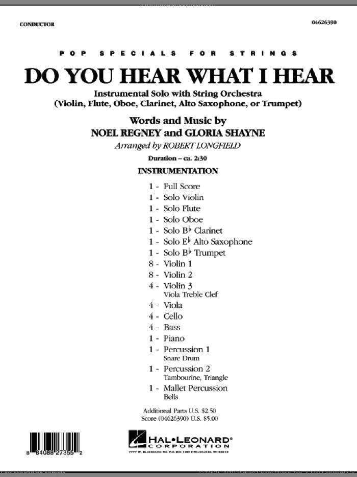 Do You Hear What I Hear (COMPLETE) sheet music for orchestra by Gloria Shayne, Noel Regney and Robert Longfield, intermediate skill level