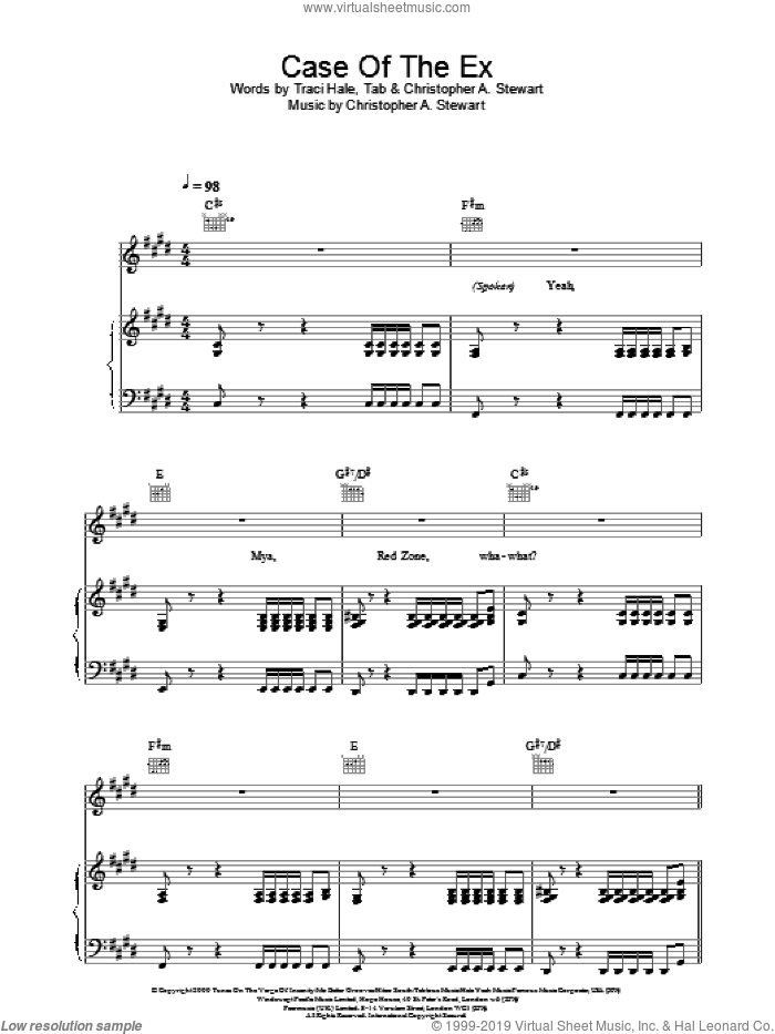 Case Of The Ex sheet music for voice, piano or guitar by Mya, intermediate skill level
