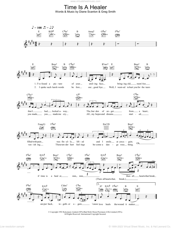 Time Is A Healer sheet music for voice and other instruments (fake book) by Eva Cassidy, intermediate skill level