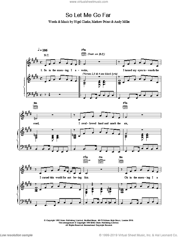 So Let Me Go Far sheet music for voice, piano or guitar by Dodgy, intermediate skill level