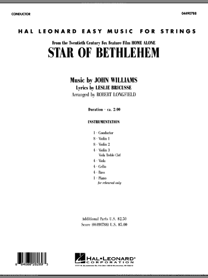 Star of Bethlehem (from 'Home Alone') (COMPLETE) sheet music for orchestra by John Williams and Robert Longfield, intermediate skill level