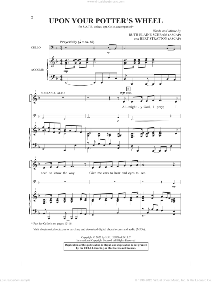 Upon Your Potter's Wheel sheet music for choir (SATB: soprano, alto, tenor, bass) by Ruth Elaine Schram and Bert Stratton, Bert Stratton and Ruth Elaine Schram, intermediate skill level