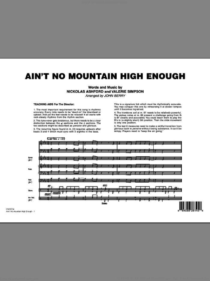 Ain't No Mountain High Enough (COMPLETE) sheet music for jazz band by John Berry, Nickolas Ashford and Valerie Simpson, intermediate skill level