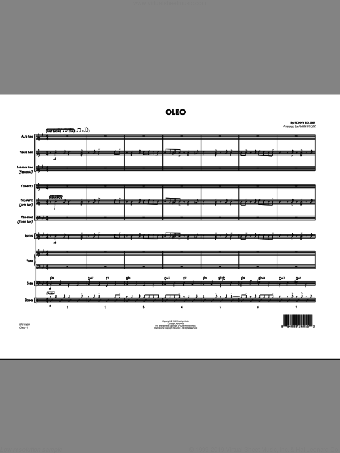 Oleo (COMPLETE) sheet music for jazz band by Sonny Rollins and Mark Taylor, intermediate skill level