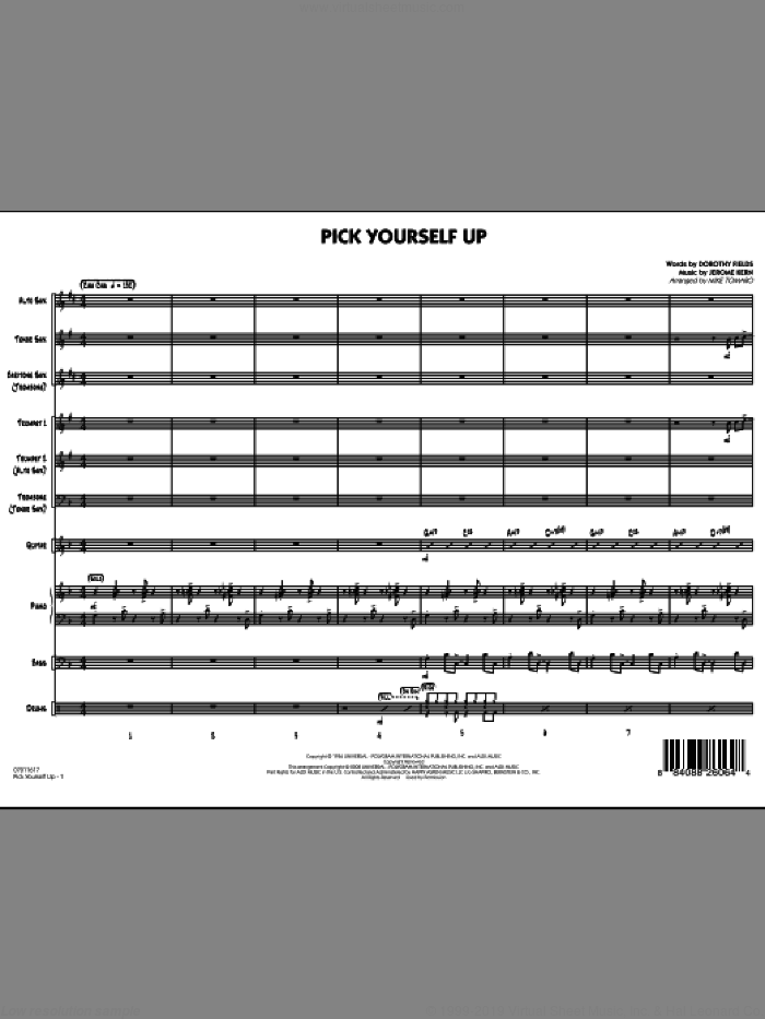 Pick Yourself Up (COMPLETE) sheet music for jazz band by Jerome Kern, Dorothy Fields and Mike Tomaro, intermediate skill level