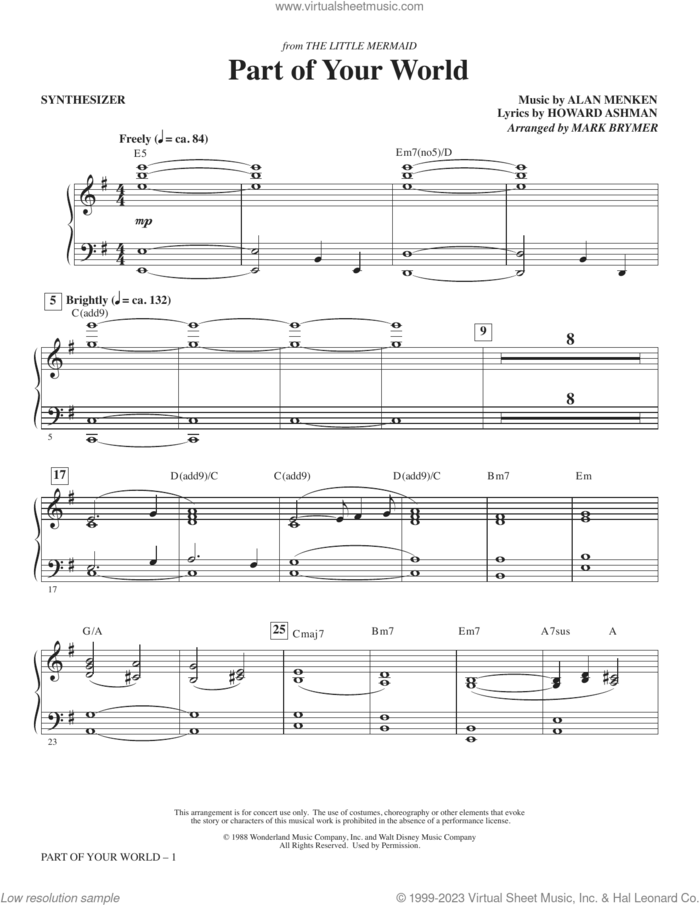 Part Of Your World (from The Little Mermaid) (arr. Mark Brymer) (complete set of parts) sheet music for orchestra/band (Rhythm) by Alan Menken, Alan Menken & Howard Ashman, Howard Ashman and Mark Brymer, intermediate skill level