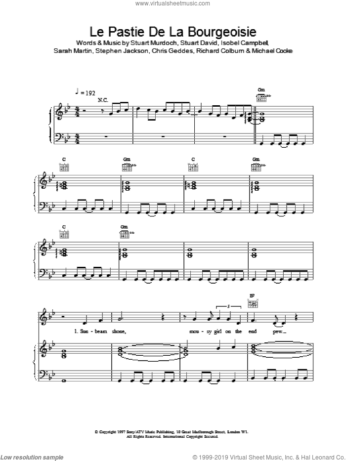 Le Pastie De La Bourgeoisie sheet music for voice, piano or guitar, intermediate skill level