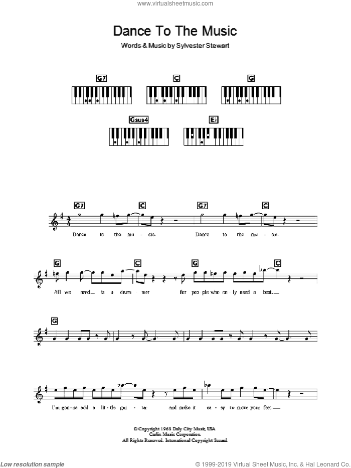 Dance To The Music sheet music for voice and other instruments (fake book) by Sly And The Family Stone and Sylvester Stewart, intermediate skill level