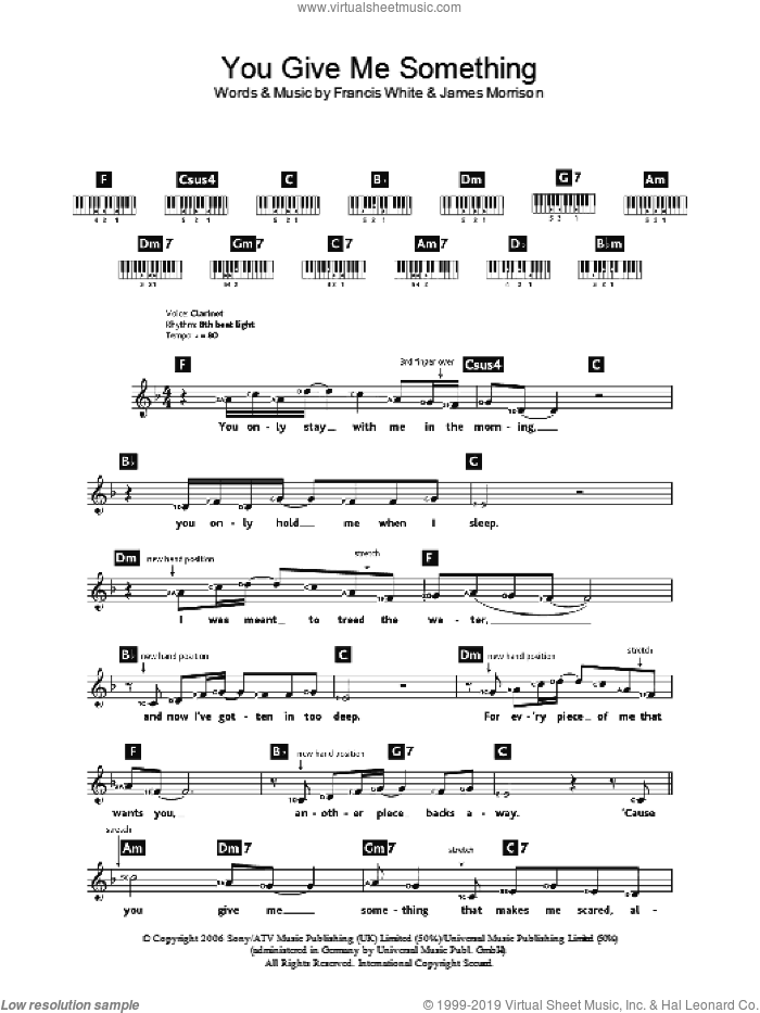 You Give Me Something sheet music for voice and other instruments (fake book) by James Morrison and Francis White, intermediate skill level