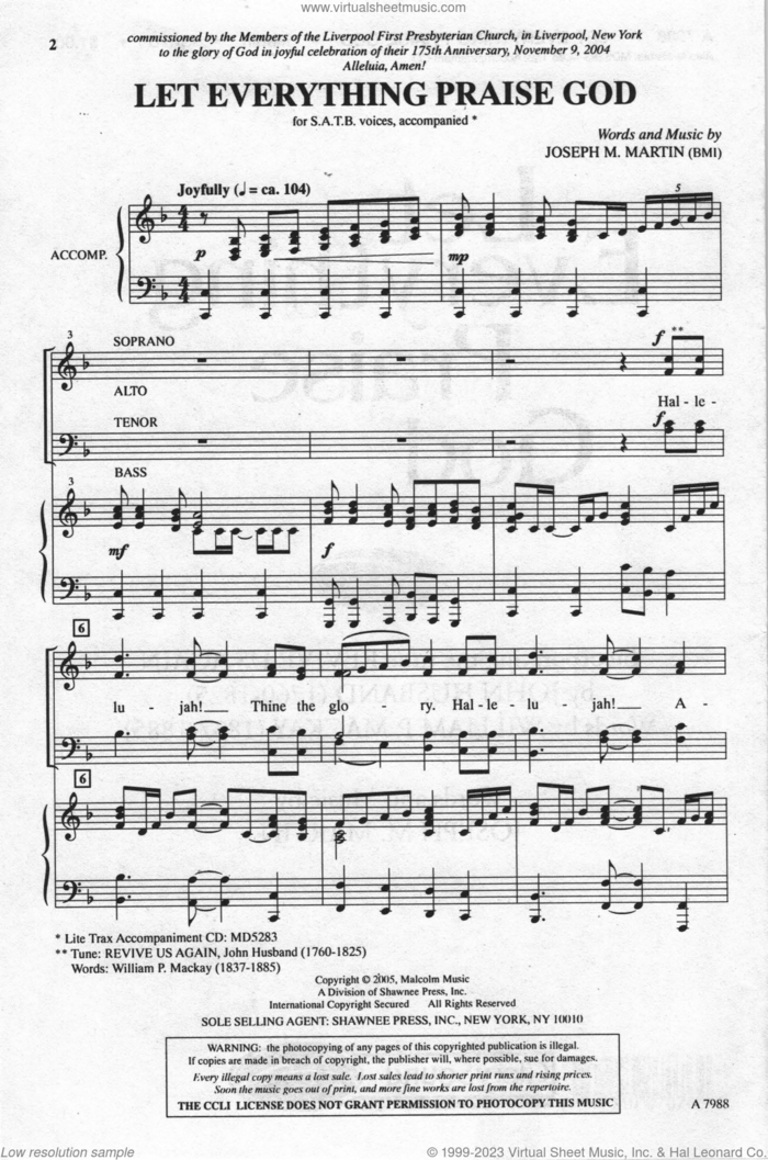 Let Everything Praise God sheet music for choir (SATB: soprano, alto, tenor, bass) by Joseph M. Martin, intermediate skill level