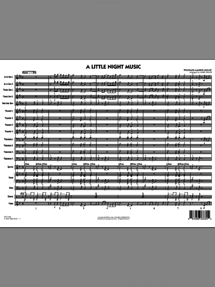 A Little Night Music (COMPLETE) sheet music for jazz band by Wolfgang Amadeus Mozart and Mark Taylor, intermediate skill level