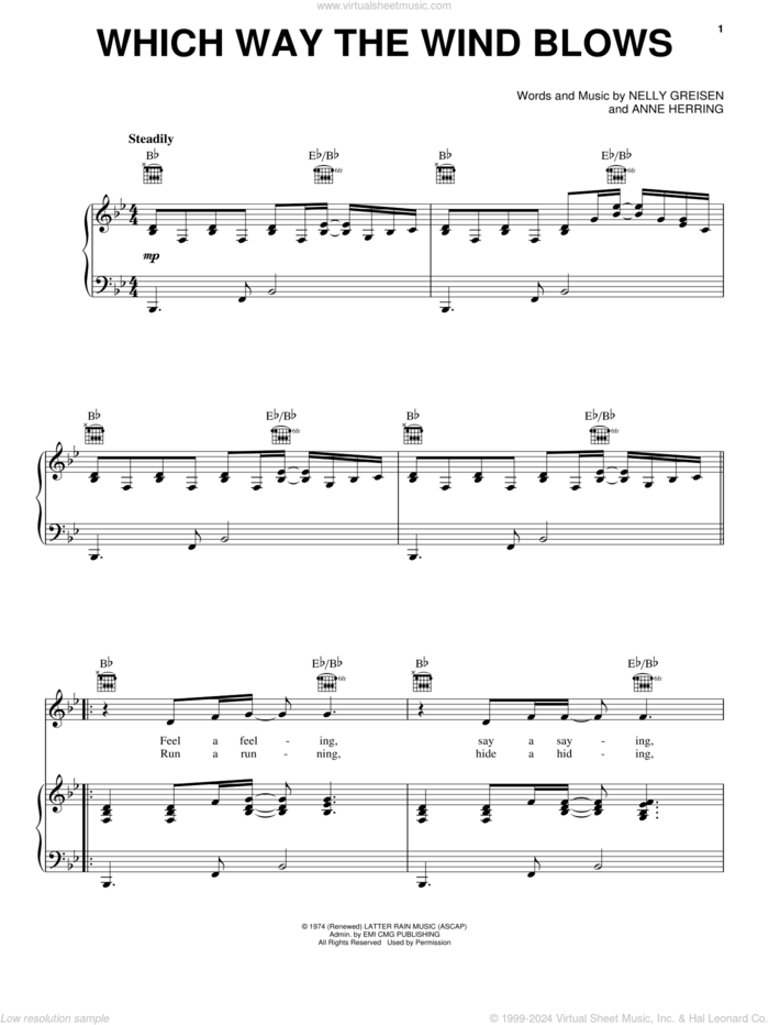 Which Way The Wind Blows sheet music for voice, piano or guitar by 2nd Chapter Of Acts, Anne Herring and Nelly Greisen, intermediate skill level