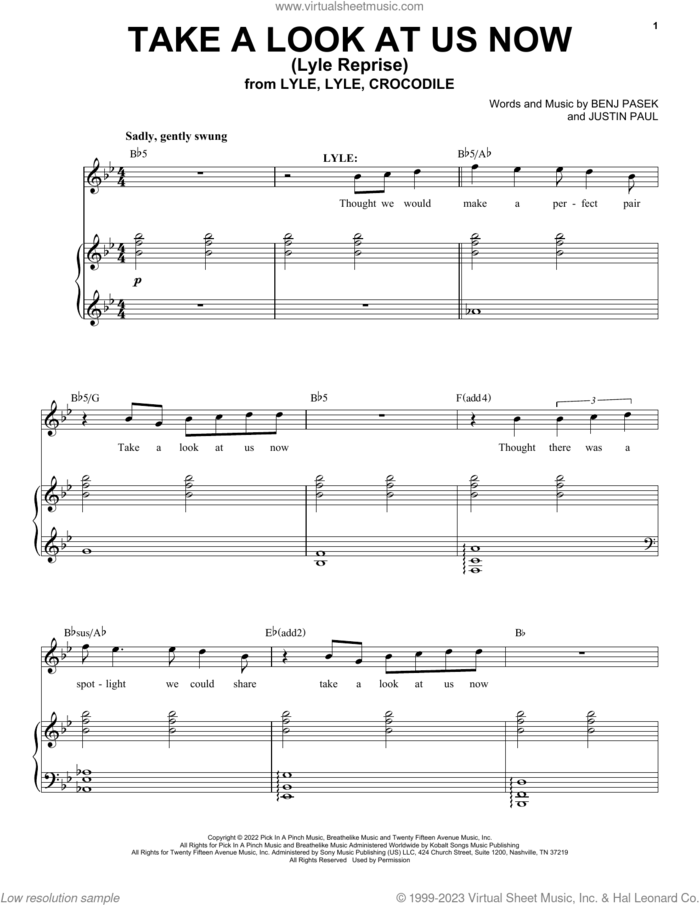Take A Look At Us Now (Lyle Reprise) (from Lyle, Lyle, Crocodile) sheet music for voice and piano by Pasek & Paul, Shawn Mendes, Benj Pasek and Justin Paul, intermediate skill level