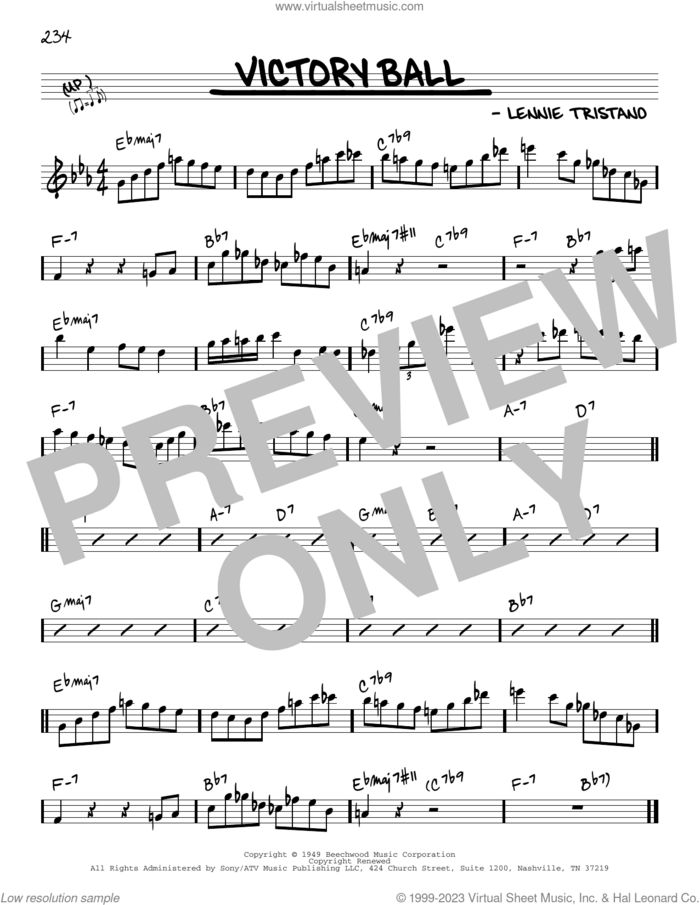 Victory Ball sheet music for voice and other instruments (real book) by Lennie Tristano, intermediate skill level