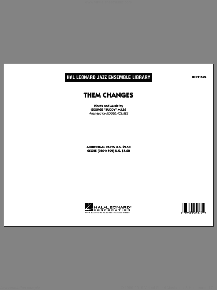 Them Changes (COMPLETE) sheet music for jazz band by Roger Holmes and Buddy Miles, intermediate skill level