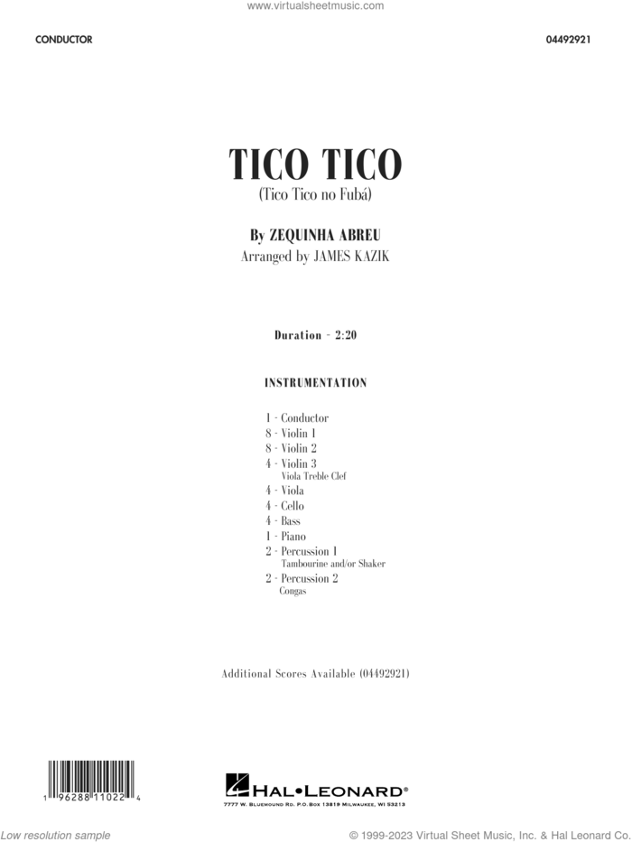 Tico Tico (Tico Tico No Fuba) (arr. James Kazik) (COMPLETE) sheet music for orchestra by James Kazik and Zequinha de Abreu, intermediate skill level