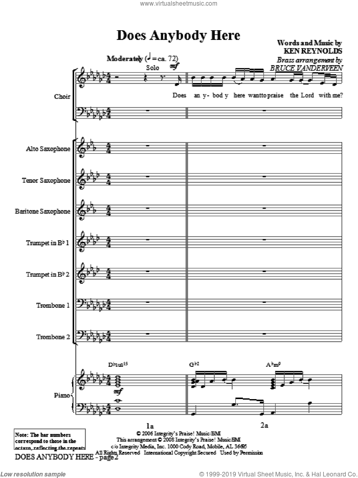Does Anybody Here (COMPLETE) sheet music for orchestra/band (Orchestra) by Ken Reynolds, intermediate skill level