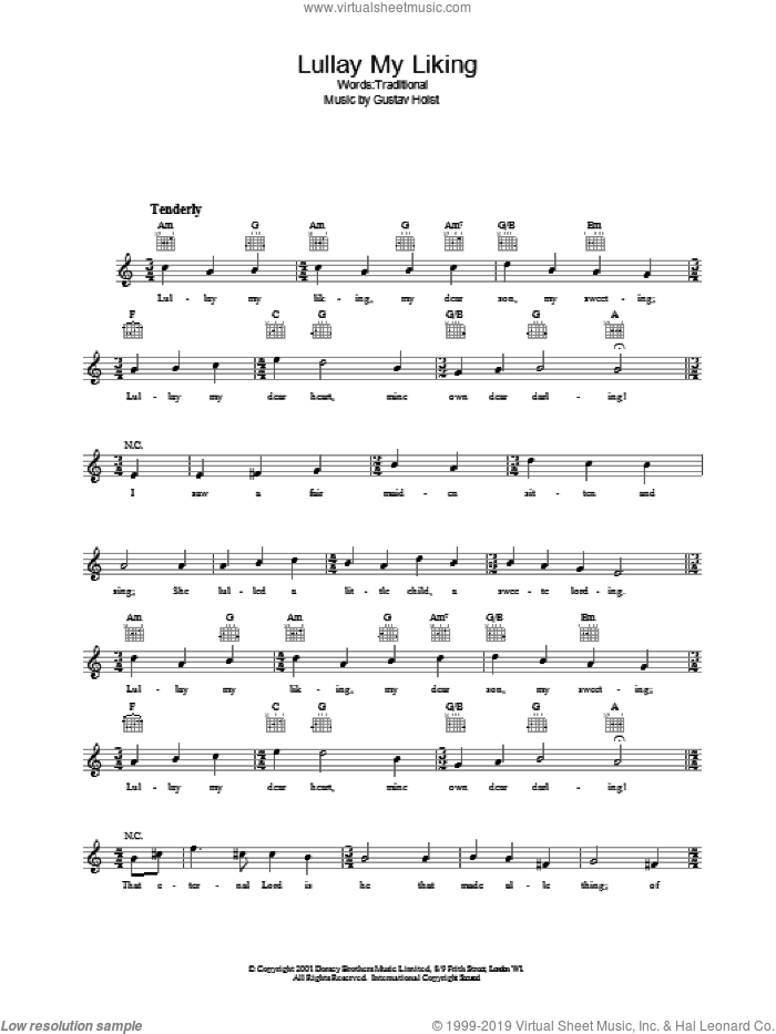 Lullay My Liking sheet music for voice and other instruments (fake book), intermediate skill level